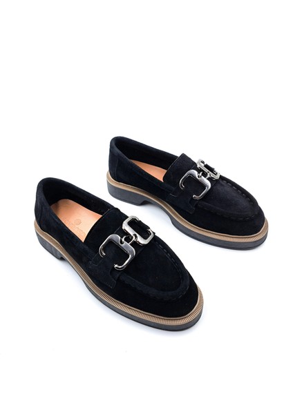 SV011 Süet Deri Siyah Renk Tokalı Kadın Loafer Ayakkabı fiyatları