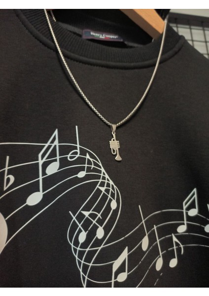 Trumpet Müzik Aleti Müzisyen Gümüş Renk 316L Paslanmaz Çelik Figür Kolye fiyatları