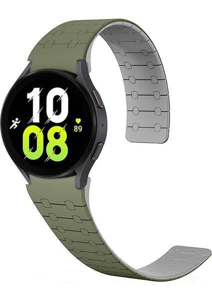 Cupcase Galaxy Watch 5 40MM KRD-111 20MM Çizgili Desenli Silikon Kordon-Yeşil