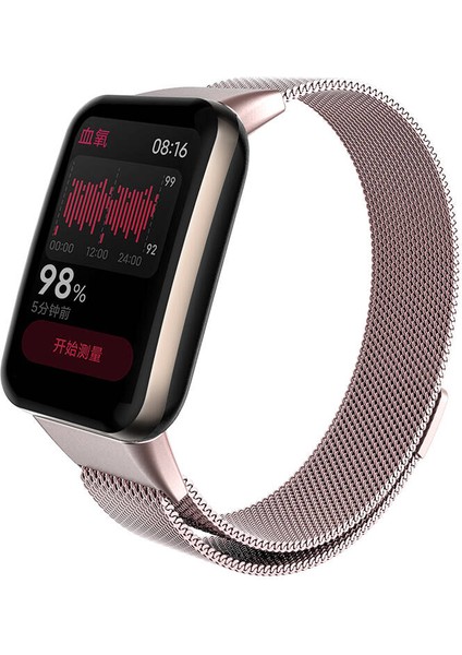 Cupcase Xiaomi Mi Band 7 Pro Krd-01 Metal Kordon-Pembe