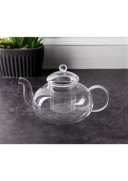 Borosilikat Cam Demlik 600ml, Süzgeçli, Şık ve Dayanıklı Tasarım