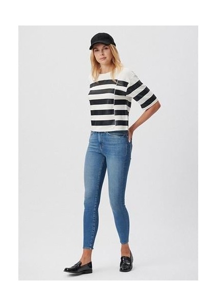 Serenay Gold Shape Vintage Indigo Mavisi Jean Pantolon 100980-82194