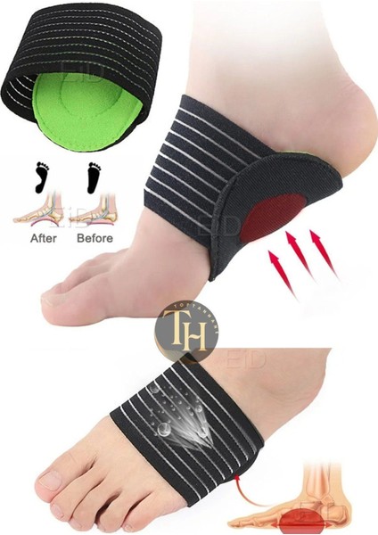 Memory Foam Ortopedik Ark Destek Çorabı Medikal Ayak Boşluğu Destek Pedi Esnek Çift Düz Tabanlık Ön