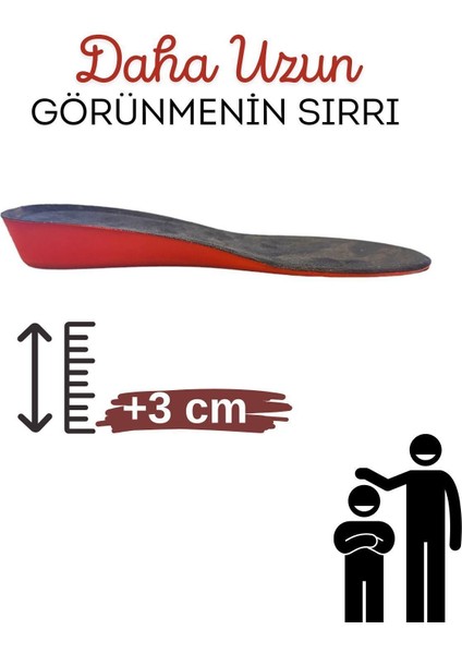 36-40 009 Boy Uzatan Tabanlık Tek Boy Kesilebilir 3cm 36-42 Poliüretan Boy Uzatma