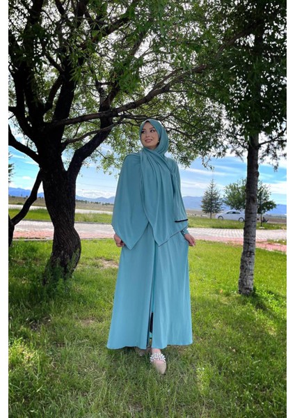 Shawl Kadın Mint Şallı Ferace SYR006