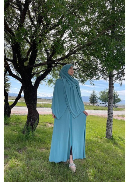 Shawl Kadın Mint Şallı Ferace SYR006