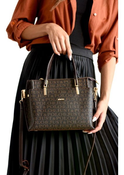 Kadın Kahverengi Suni Deri Askılı Çanta Suya Dayanıklı 26x21 cm