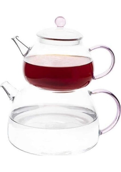 Mavi borosilikat cam çaydanlık takımı, şık ve kullanışlı 810ml ve 1870ml hacim seçenekleriyle