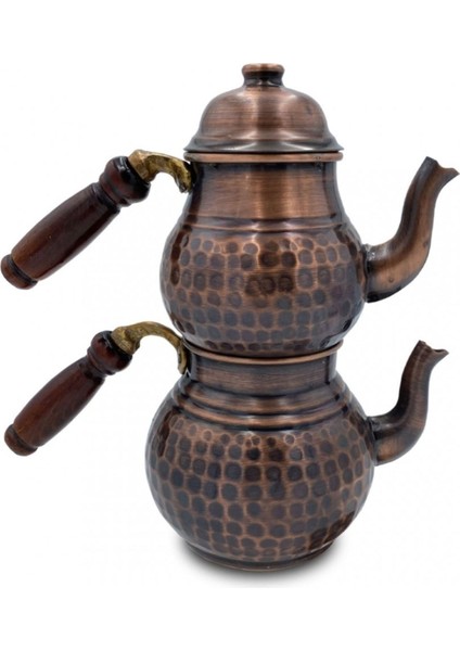 Eskitme Bakır Çaydanlık, 500 ml, Metalik Renk, Zarif ve Şık Tasarım