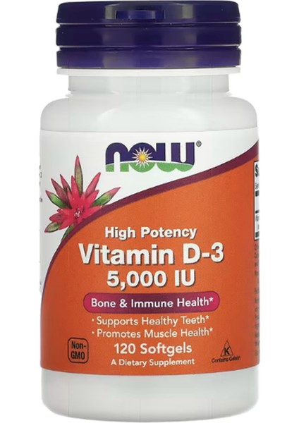 Vitamin D-3 High Potency 5000 IU x 120 Softgels Usa Menşei