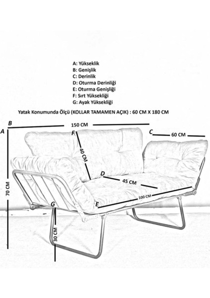 Medusa Yatak Olabilen Mekanizmalı Ikili Kanepe | Kolay Katlanır, Şık ve Fonksiyonel Yataklı Koltuk