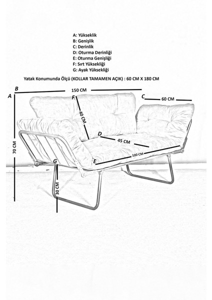 Medusa Yatak Olabilen Mekanizmalı Ikili Kanepe | Kolay Katlanır, Şık ve Fonksiyonel Yataklı Koltuk