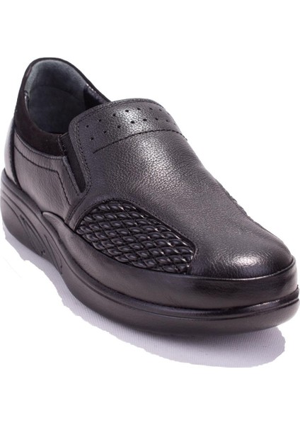 DZA07-122042631 Siyah Ortopedik Günlük Kadın Deri Ayakkabı