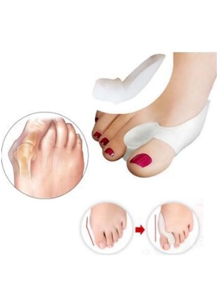 Jel Silikon Başparmak Ayak Ateli Düzeltici Koruyucu Makaralı Beyaz Ten Rengi 2'li Set fırsatları