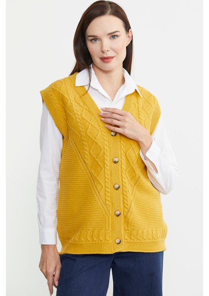 Baklava Motifli Düğmeli Triko Yelek - Güneş fiyatları