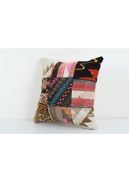 Kahverengi Renkli Geometrik El Dokuma Kilim Kırlent Kılıf (Içliksizdir) 50 x 50 cm modelleri