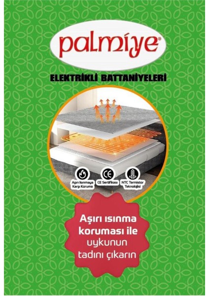 120 x 145 Elektrikli Battaniye Çift Kişilik Çiçekli Gri Pamuklu