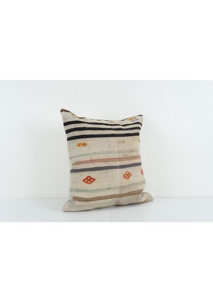 Kahverengi Renkli Geometrik El Dokuma Kilim Kırlent Kılıf (Içliksizdir) 56 x 56 cm fiyatları