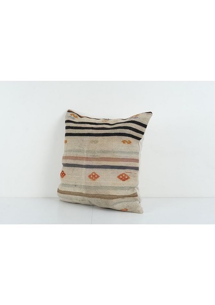 Kahverengi Renkli Geometrik El Dokuma Kilim Kırlent Kılıf (Içliksizdir) 56 x 56 cm modelleri