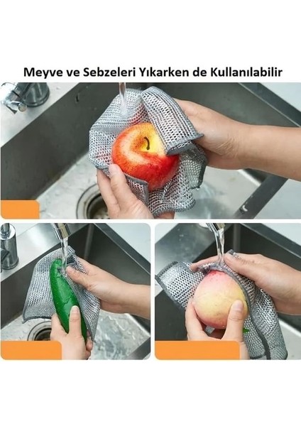 3 Adet Inox Çizmez Bulaşık Teli Çift Katlı 20 x 20 cm Tava Çizmez, Ankastre Temizliği