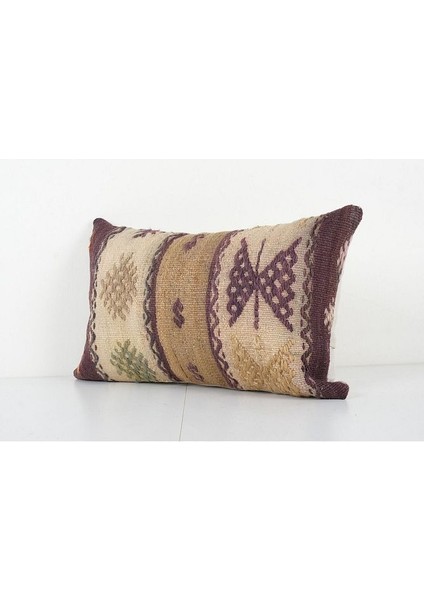 Kahverengi Renkli Geometrik El Dokuma Kilim Kırlent Kılıf (Içliksizdir) 30 x 50 cm modelleri