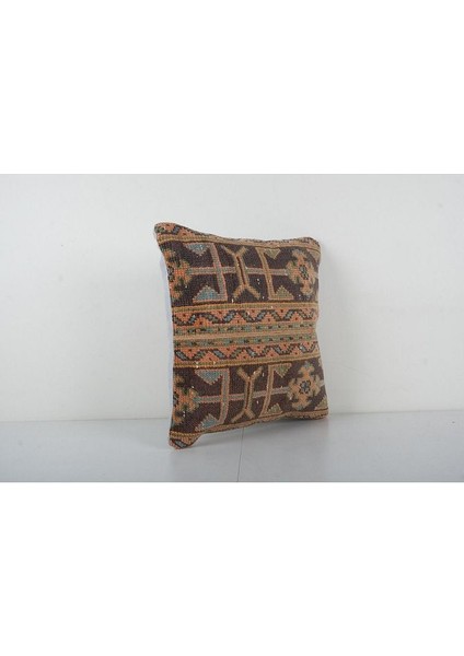 Kahverengi Renkli Geometrik El Dokuma Kilim Kırlent Kılıf (Içliksizdir) 50 x 50 cm fiyatları