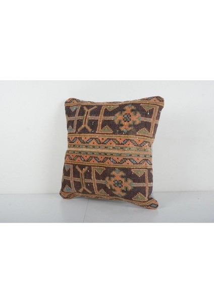 Kahverengi Renkli Geometrik El Dokuma Kilim Kırlent Kılıf (Içliksizdir) 50 x 50 cm modelleri