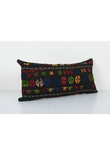 Kahverengi Renkli Geometrik El Dokuma Kilim Kırlent Kılıf (Içliksizdir) 27 x 60 cm modelleri