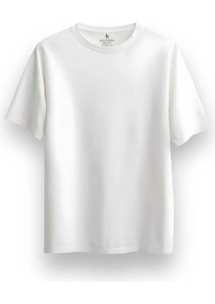 Unisex Oversize Bisiklet Yaka Baskılı Kısa Kollu Beyaz Tişört fiyatları