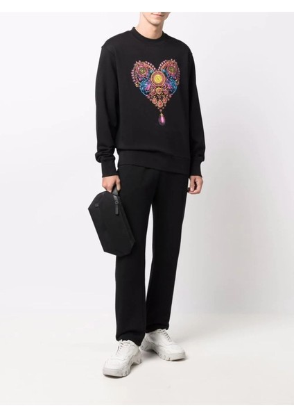 Versace Jeans Couture Jeans Couture Heart Logo Printed Siyah Sweatshirt