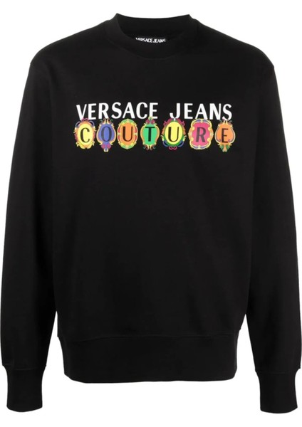 Jeans Couture Gem Logo Printed Siyah Sweatshirt