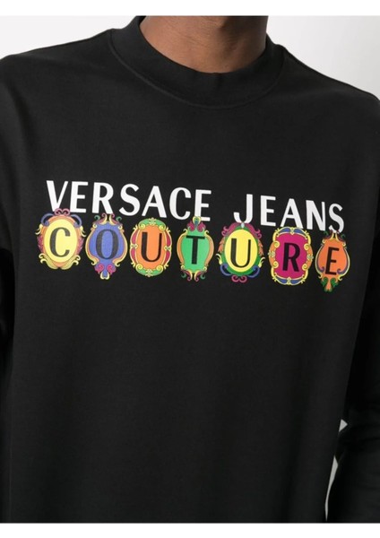 Jeans Couture Gem Logo Printed Siyah Sweatshirt