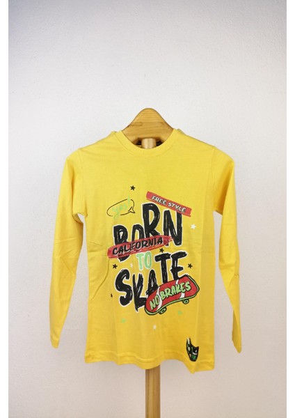 Sarı Born Skote Baskılı Sweat