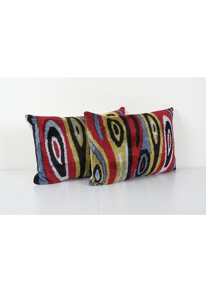 Geometric Desenli Renkli Kadife 2'li Set Ikat Yastık Kılıfı (Içliksizdir) fiyatları