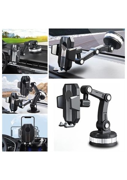 Jel Vantuzlu Cama Takılabilen Güçlü 360 Derece Dönebilen Ayarlanabilir Araç Içi Vantuzlu Telefon Tutucu