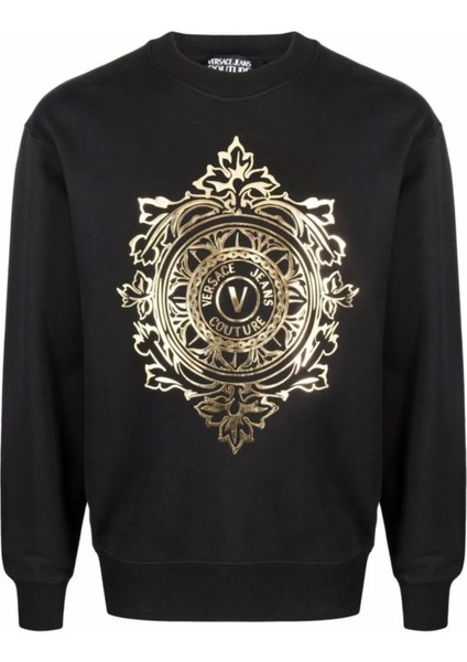 Jeans Couture Gold Art Logo Printed Siyah Sweatshirt