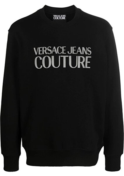 Versace Jeans Couture Jeans Couture Reflector Logo Baskı Siyah Sweatshirt