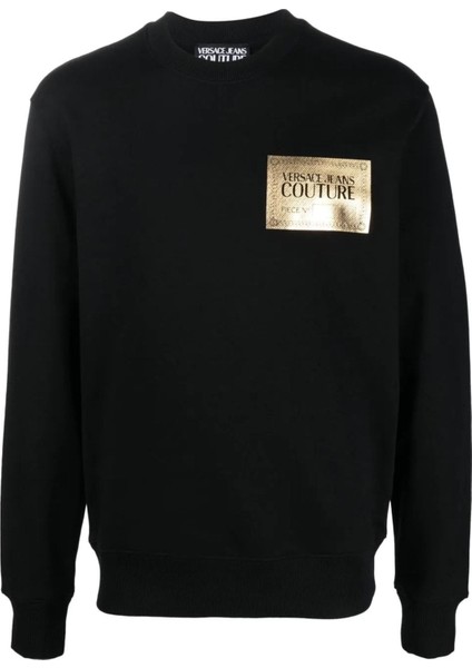 Versace Jeans Couture Gold Logo Chest Baskı Siyah Sweatshirt