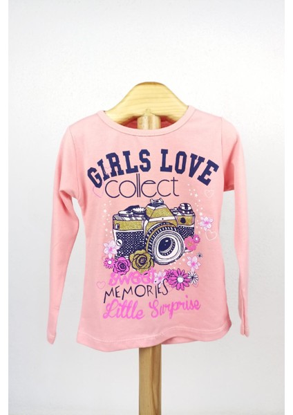 Pembe Kamera Baskılı Sweat