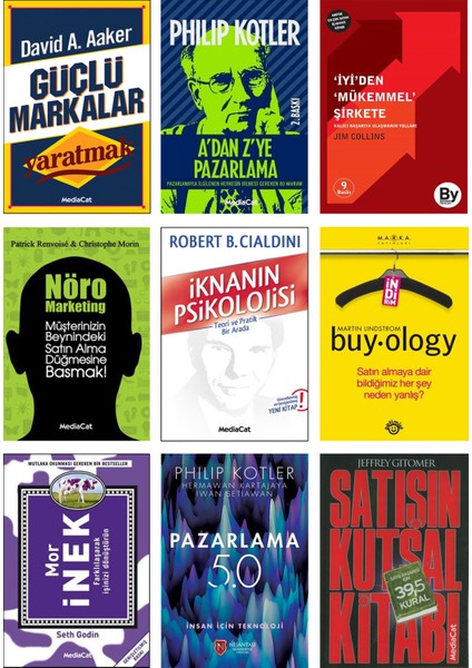 Güçlü Markalar Yaratmak - A'dan Z'ye Pazarlama - İyi'den Mükemmel Şirkete - Nöro Marketing - İknanın Psikolojisi - Buyology - Mor İnek - Pazarlama 5.0 - Satışın Kutsal Kitabı 9’lu