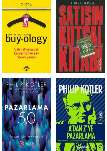 Buyology (Martin Lindstrom) + Satışın Kutsal Kitabı (Jeffrey Gitomer) + Pazarlama 5.0 (Philip Kotler) + A'dan Z'ye Pazarlama / 4 Kitap Set