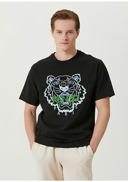 Tiger Logo Siyah T-Shirt