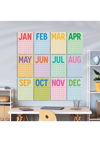 Sürekli Takvim 12 Aylık Tarihsiz Takvim Aylık Planlayıcı Takvim A4 33 x 48 cm