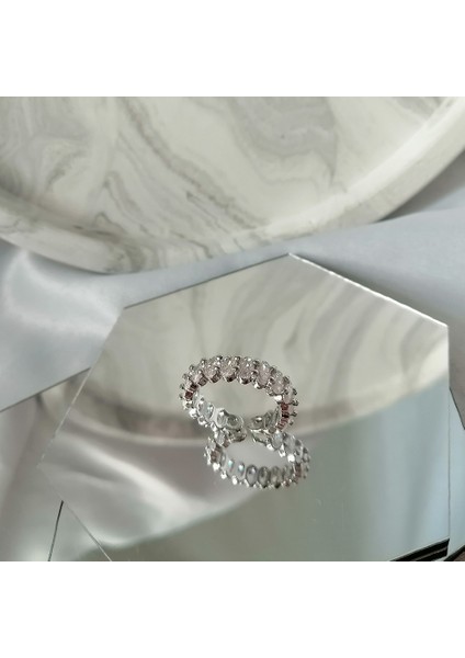 Kadın Vip Çelik Gold-Silver Oval Taş Tamtur Ayarlanabilir Yüzük modelleri