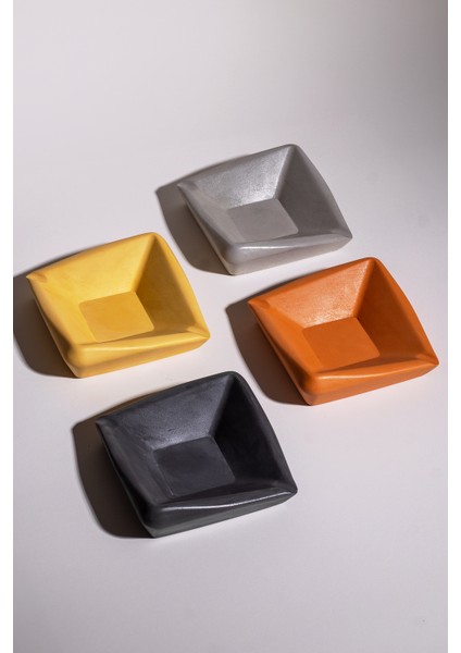 Dekoratif Minimal Beton Küllük - 4'lü Set