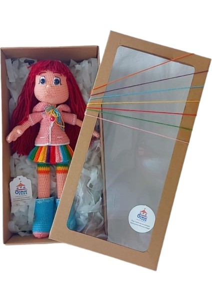 Gökkuşağı Ruby Bebek Amigurumi Organik Oyuncak Hediye Seti
