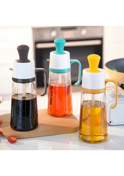 Çok Renkli Silikon Fırçalı Cam Yağlık 630 ml, Şık ve Kullanışlı Tasarım