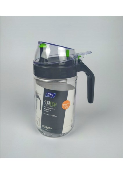 Beyaz 660 ml Cam Yağlık, Kapaklı, Şık ve Kullanışlı Tasarım