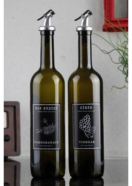 Tekno Trust 2'li 750 ml Sirke ve Nar Ekşisi Şişesi Seti Sosluk Seti Siyah Etiket
