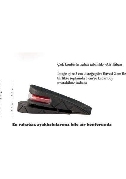 Havalı Rahat Taban, Boy Uzatıcı Tabanlık Unisex modelleri